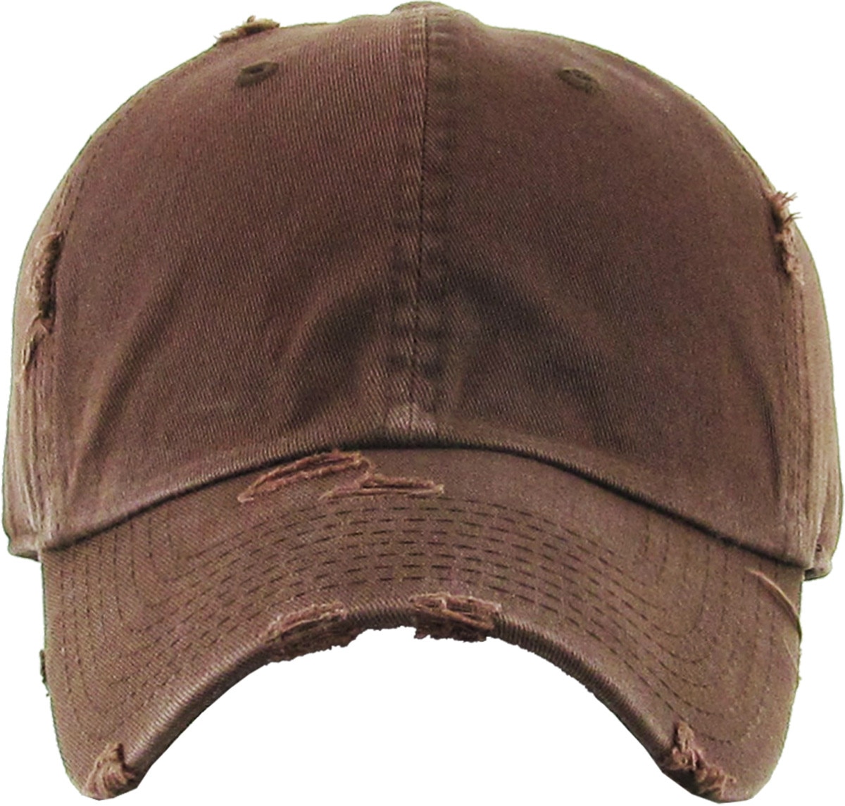 Brown Distressed Vintage Baseball Cap Front View